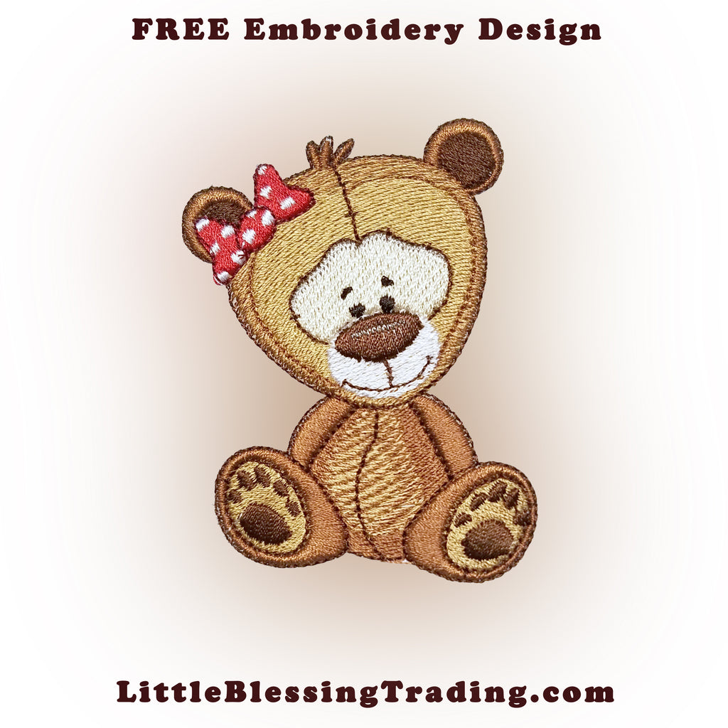 Cute Teddy Bear Embroidery Design