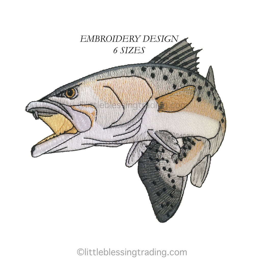 Speckled Trout Embroidery Design