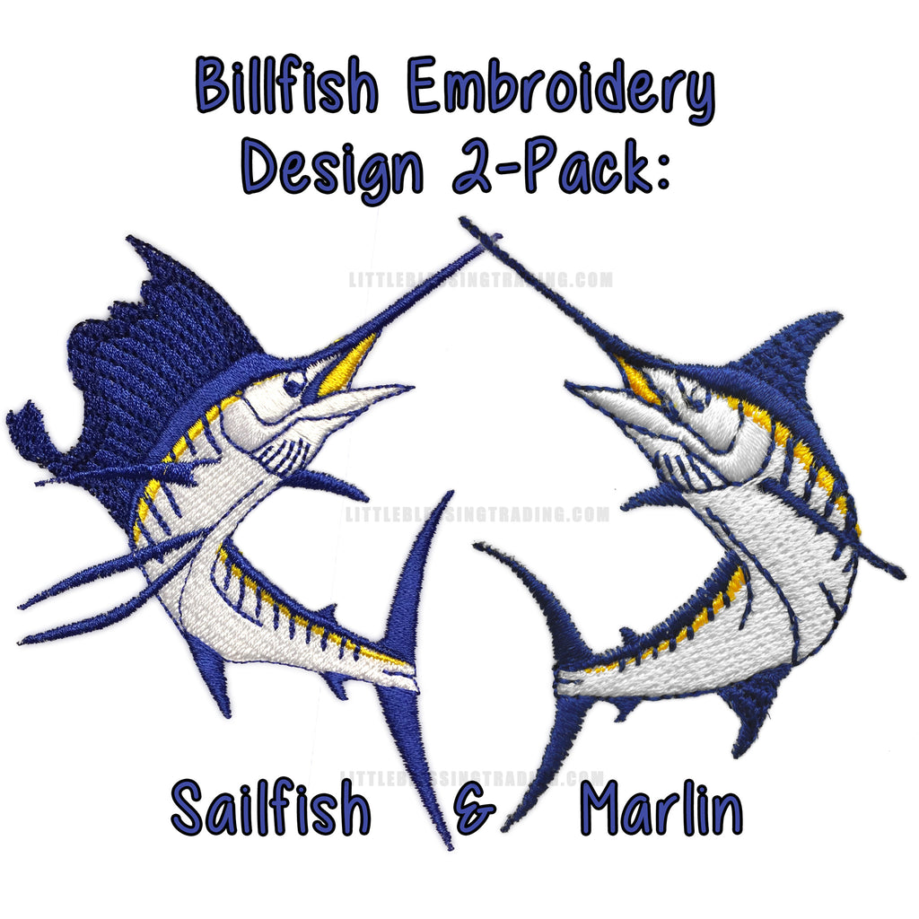 Sailfish & Marlin Embroidery Design 2-pack
